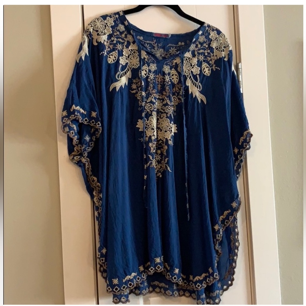 Johnny Was Floral Embroidered Top